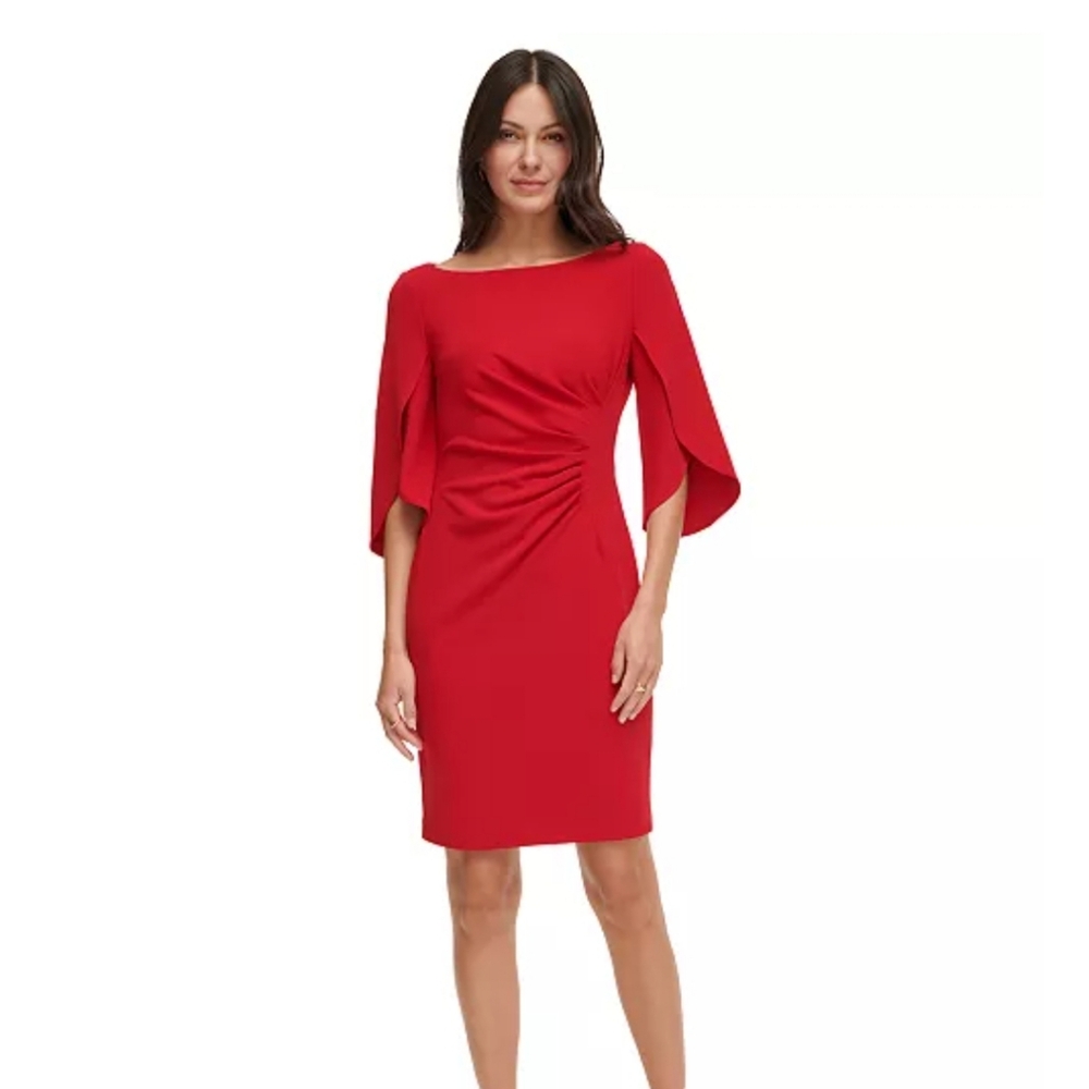 DKNY Women's Long Sleeve Red Dress